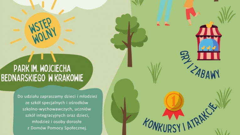 Fragment plakat - ilustracje piknikowe i informacje.