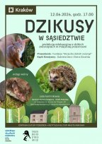 Kolaż stworzony ze zdjęć zwierząt w okrągłych ramkach oraz ilustracją zielonego pejzażu drzewiastego z domkami.