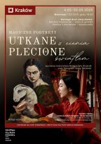 Pełen ekspresji plakat przedstawiający dwie kobiety - jedna o mocnym spojrzeniu, trzymająca owieczkę na rękach (malarska), a druga spokojna (fotograficzna). Tło mroczne.