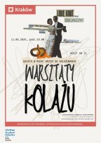 Kolaż na jasnym tle. Tańcząca para, a obok wycinki z gazet z cytatami oraz ilustracja węża.