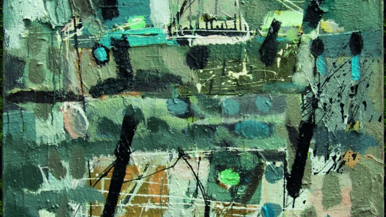 Composition X, olej na płótnie, 160x80, 2020