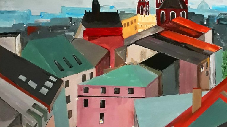 Jacek Buła - pejzaż miejski - Kraków, akryl