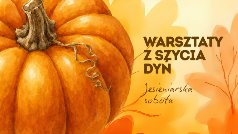 Ilustracja z dynią i liśćmi jesieni